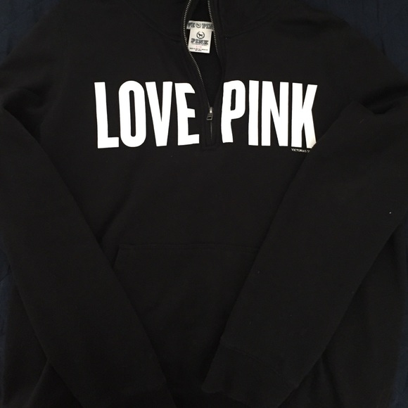 "Love Pink" black half-zip sweatshirt