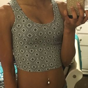 Black, grey and white crop top