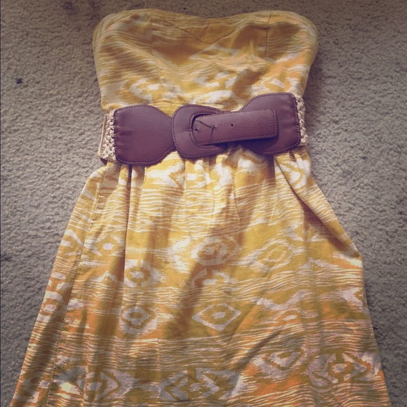 Beautiful yellow tribal sundress with belt