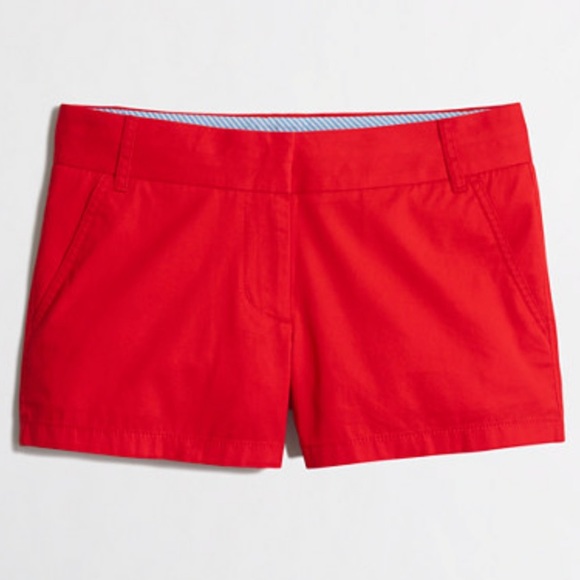 Red J. Crew Chino Shorts