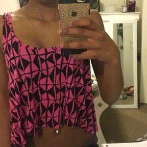 Black and hot pink crop top