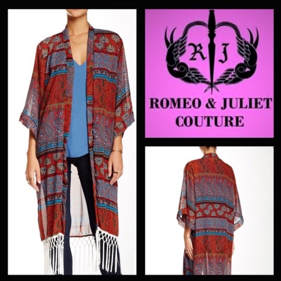 Romeo + Juliet Couture Fringe Kimono - Picture 1 of 3