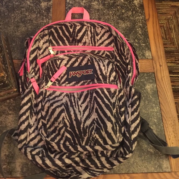 Jansport pink black and gray backpack