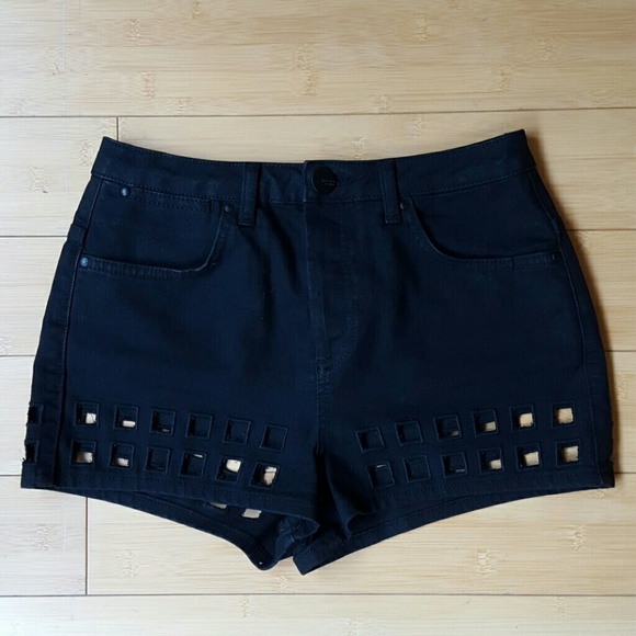 Black High-Waisted Shorts by Topshop