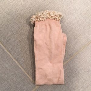 Pink with Cream Lace Boot Socks