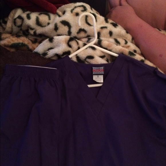 Purple Cherokee scrubs - NWOT. Small top, XST pants