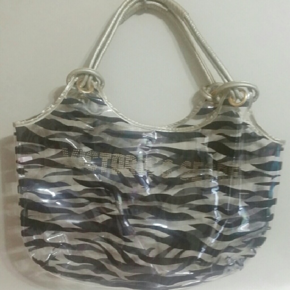 VS: Brown Zebra Print Clear Beach Bag