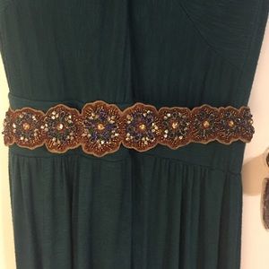 Anthropologie Bejeweled flower stretch belt