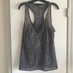 Navy and Cream Dotted Sheer Racerback Tank