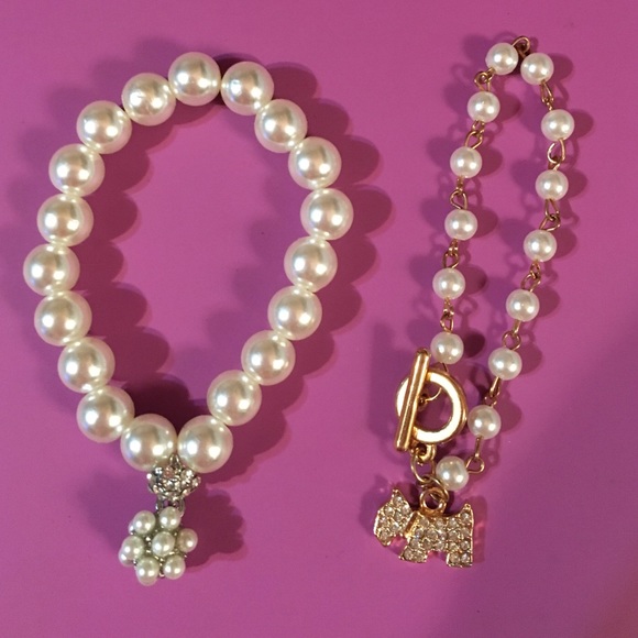 Bracelet set. Pearls & rhinestones