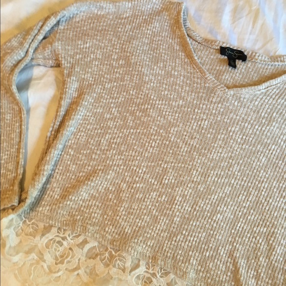 Jessica Simpson Quinn Lace Trim Marled Sweater