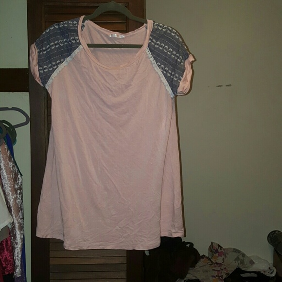 Coral, White, and Grey T