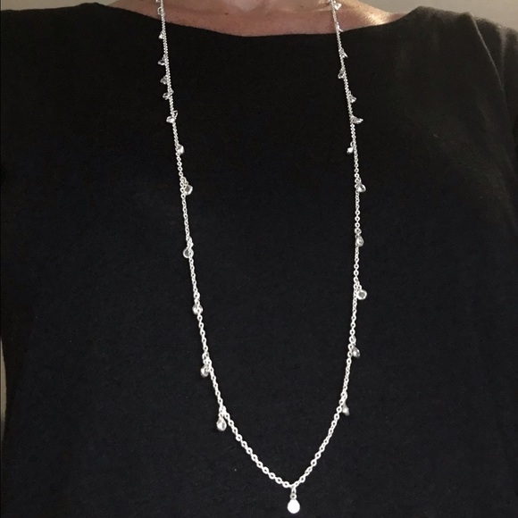 Long silver necklace