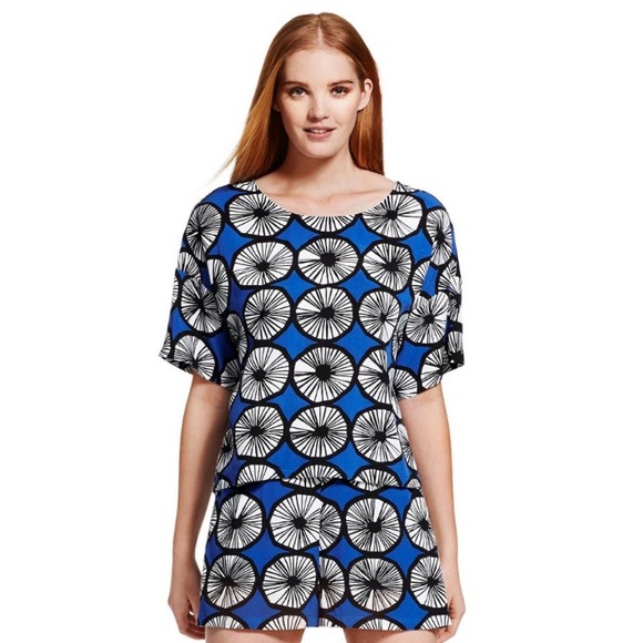 Marimekko Women's Top - Appelsiini Print - Blue