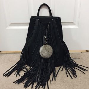Zara fringe bucket backpack