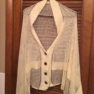 Knitted Shawl with Wooden Buttons