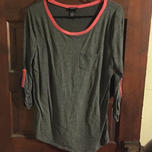 Gray and pink trimmed top