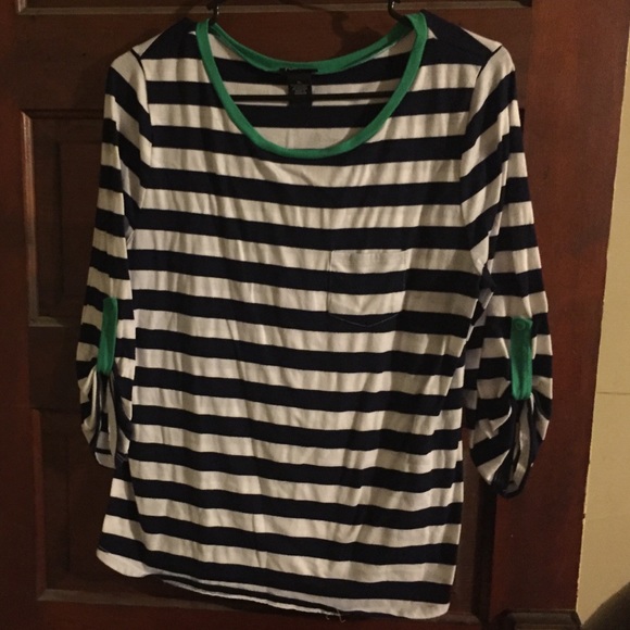 Navy white striped top