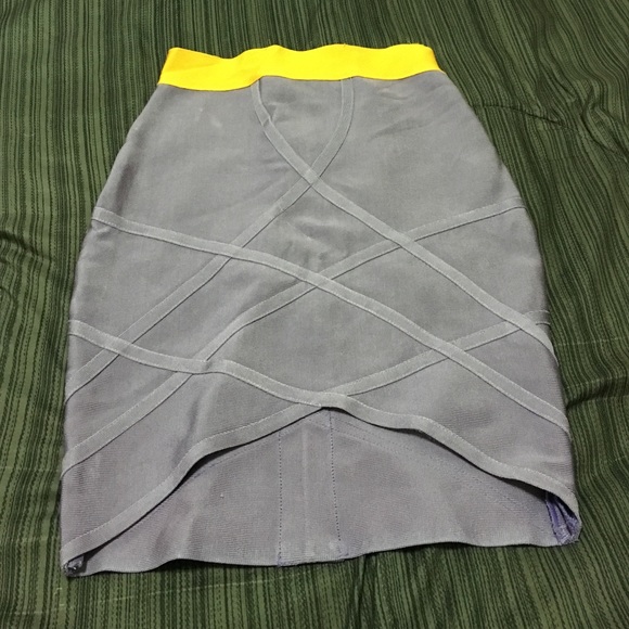 Lavender and yellow bodycon mini skirt