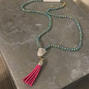 Necklace with tassel and stone NWT bohemian chic