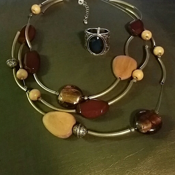 Jewelry - Antique Gold Necklace and Ring Set