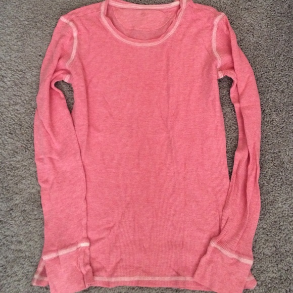Tops - Pink waffle knit shirt