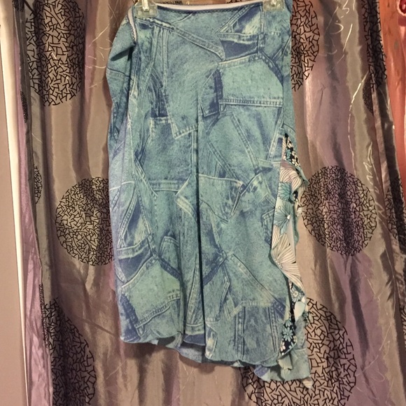 Blue skirt with flower slit super fun!