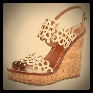 Tory Burch Nori 115mm wedge sandal, platinum