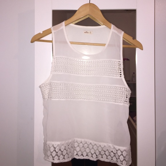 White chiffon blouse with laced detail