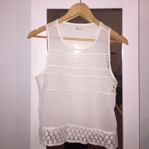 White chiffon blouse with laced detail