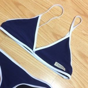 Navy blue & white chooks top!