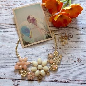 Pastel Flower Bib and Earrings
