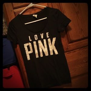 PINK Sequin Embellished T Shirt