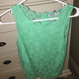 GREEN LACE TANK