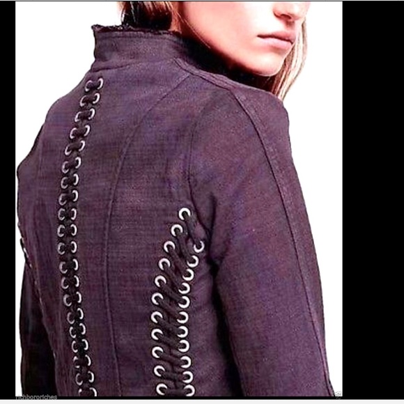 Free People purple plum Victorian Lace Up Jacket S - Picture 3 of 4