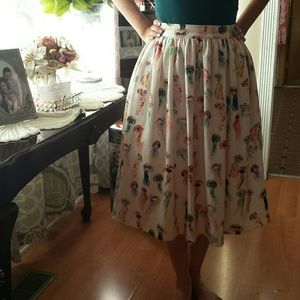 Jellyfish print midi skirt
