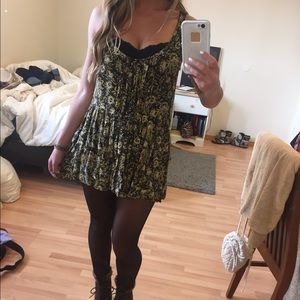 **SOLD** Free People Green And Gold Mini Tunic