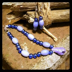 Purple shell bracelet and earring set