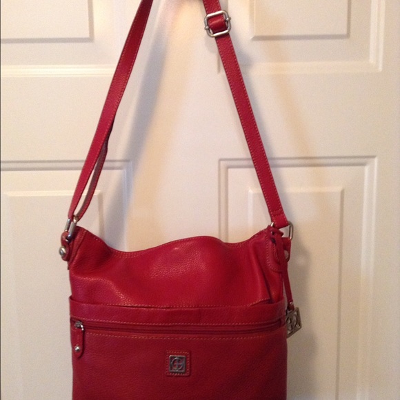 Gianni Bernini red pebble leather bag