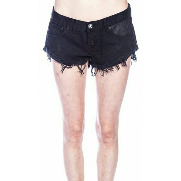 ONE TEASPOON LEATHER PANELED BONITA SHORTS