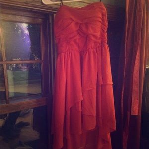 Cute red high low formal dress