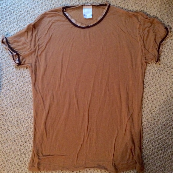 Raw-hem Nude/Sienna Sheer American Apparel Top M/L