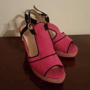 Pink Suede Wedge Heels