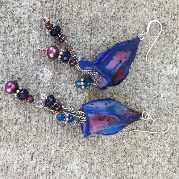 Artisan blue pod earrings