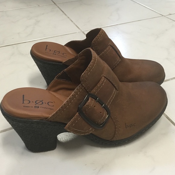 bøc Brown leather slip-on mule heel shoe