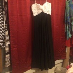 Floor length elegant black and white formal dress