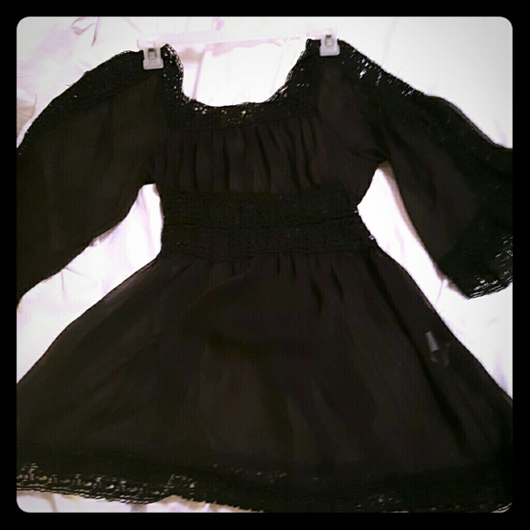 Black crochet see through blouse size xs