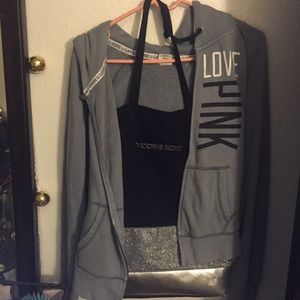 Victoria's Secret pink jacket with tote bag