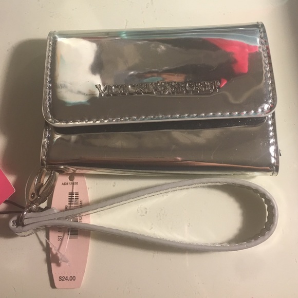 Victoria's Secret Silver Wallet Clutch & Lipgloss - Picture 2 of 3