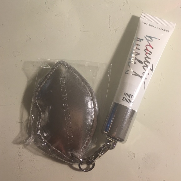 Victoria's Secret Silver Wallet Clutch & Lipgloss - Picture 3 of 3
